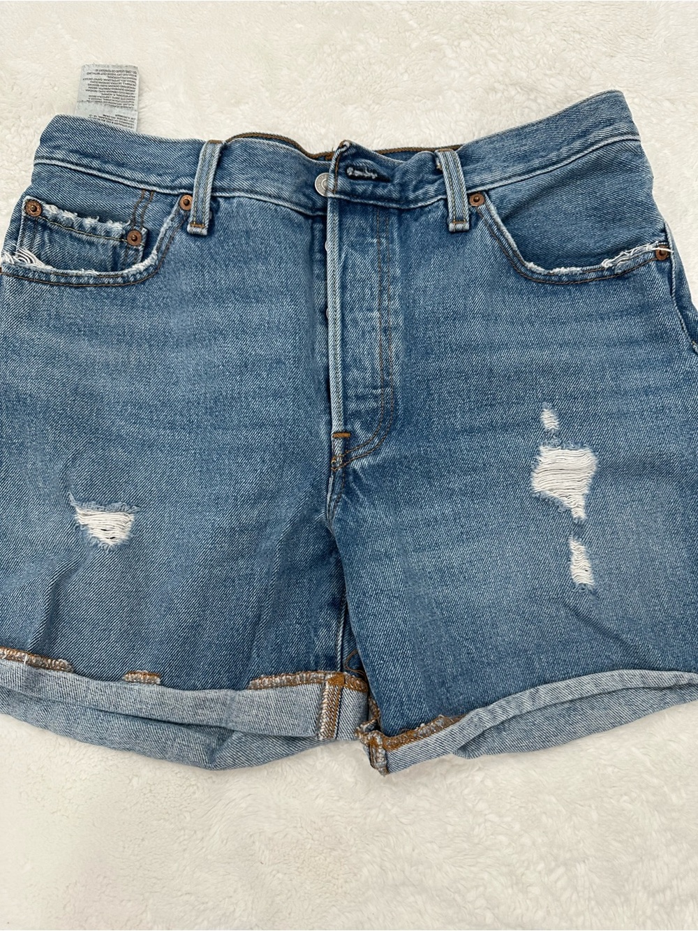 Levi's 501 Distressed Light Blue Denim Shorts size 29